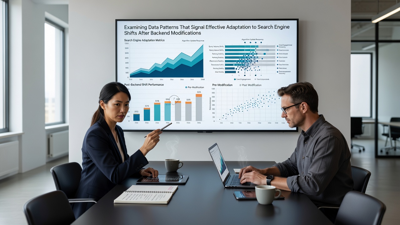Analytics graphs displaying traffic recovery and indexing patterns post backend changes